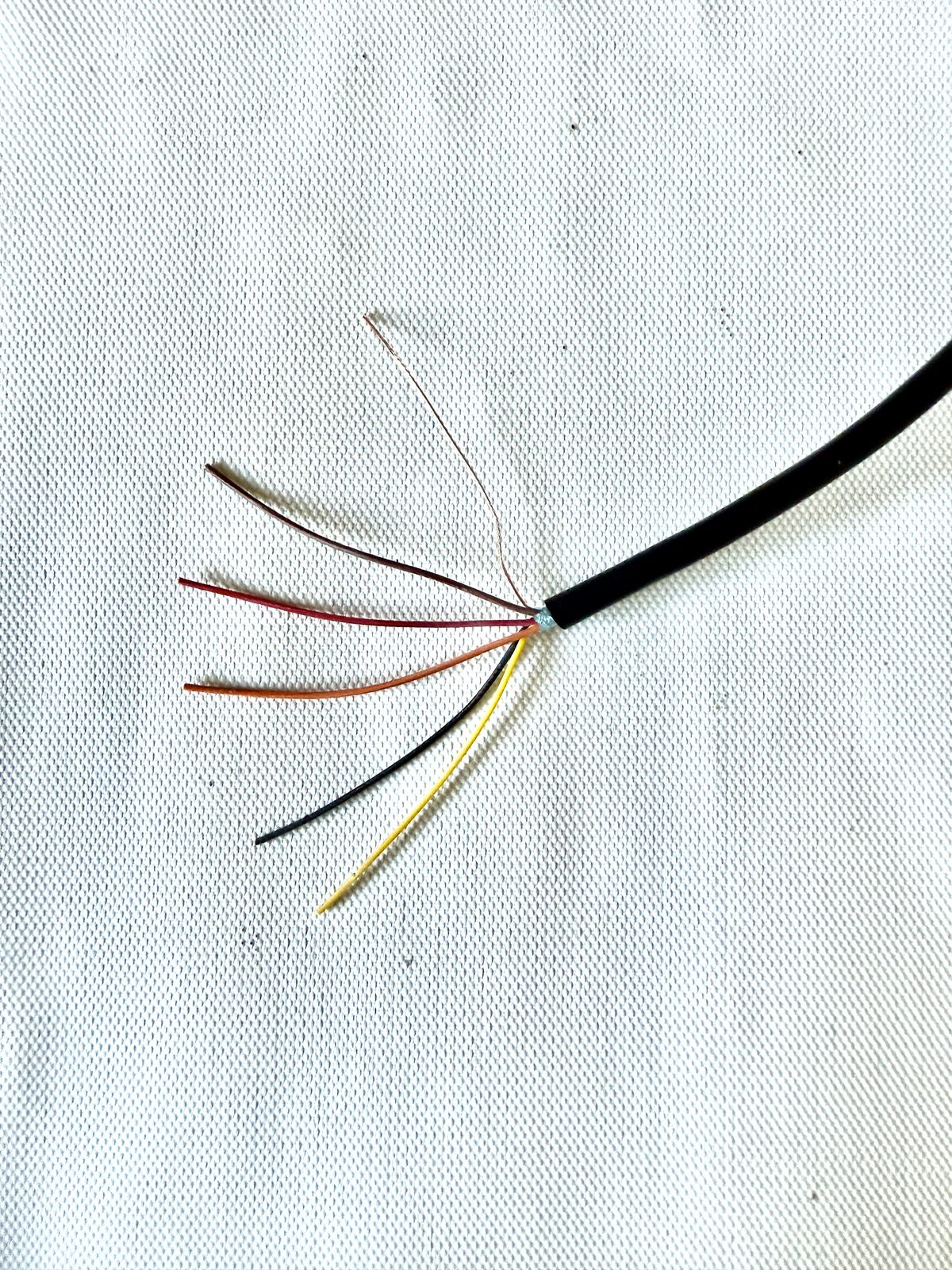 Dénudage des petits fils du câble audio